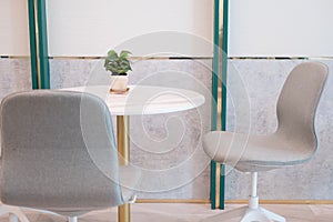 Table and two chairs. Modern minimal interior design