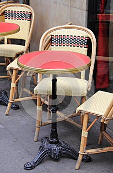 Table in a typical parisian cafe