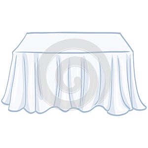 Table with White Tablecloth Vector Illustration