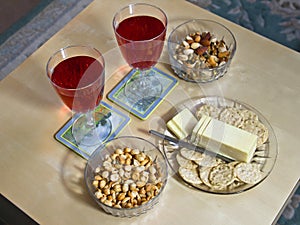 Table with Wine and Snacks