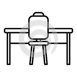 Table workplace icon outline vector. Posture work