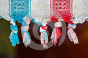 Tablecloth with colorful tassels