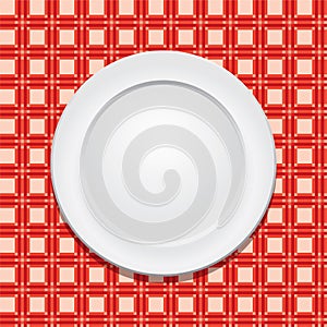Tablecloth and empty plate