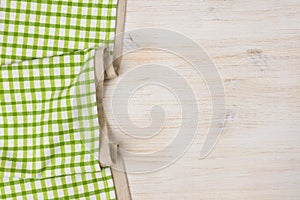 Tablecloth textile on bleached wooden background