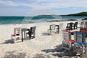 Tables on a beach