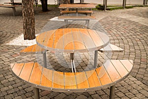 Tables in a cafe in the park