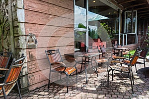 Tables and chair at the outside for restaurants or pubs, or coffee shop