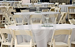 Tables and chairs for evening event