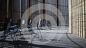 Church in berlin. tables and chairs.