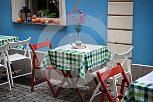 Tables and chairs in the restaurant