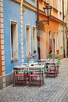 Tables and chairs in the restaurant