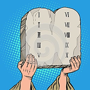 Tables of the covenant. Ten Commandments of Moses photo