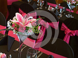 Tables decorated for a wedding