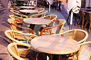 Tables in the outdoor cafe