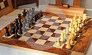 Tables prepared for a chess games tournament