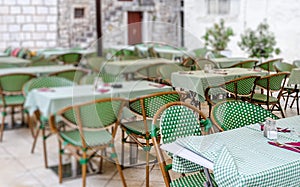 Tables in the restaurant in the open air.