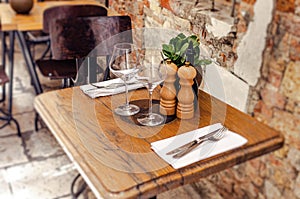 Tables in the restaurant in the open air.