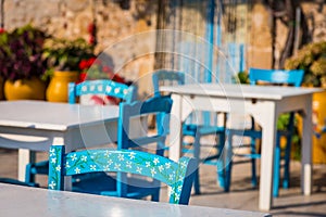 Tables in a traditional Italian Restaurant in Sicily