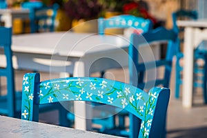 Tables in a traditional Italian Restaurant in Sicily