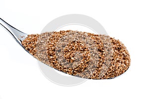 Tablespoon of wheat bran close up