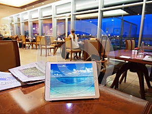 Tablet at Airport Lounge photo