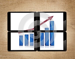 Tablet with bar chart