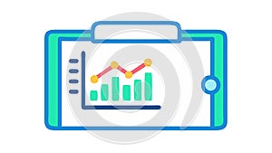 Tablet with Bar Chart Icon - Mobile Data Analytics, vector design Generative AI