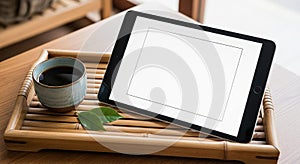 A tablet with a blank screen