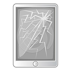 Tablet with broken screen icon monochrome