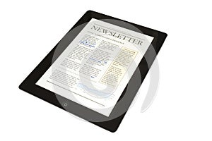 Tablet with business newsletter