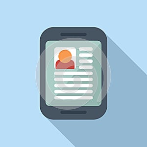 Tablet candidate person icon flat vector. Search human staff