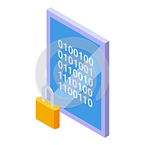 Tablet cipher icon, isometric style