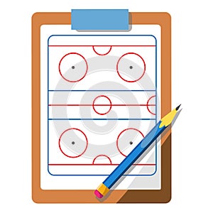 Tablet coach with tactical placement of teams, sports equipment