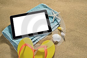 Tablet computer on the beach