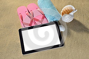 Tablet computer on the beach