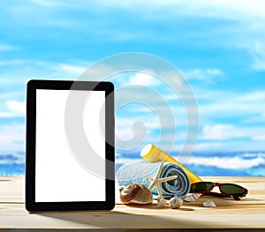 Tablet computer on the beach