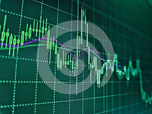 Tablet computer with business chart. Financial accounting stock market graphs analysis. Stock market data information. Digital