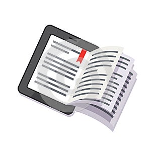 Tablet computer concept with book turning pages