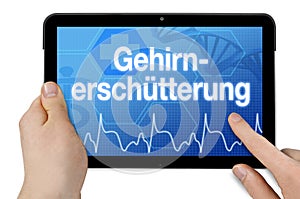 Tablet computer with the german word for concussion - Gehirnerschtterung