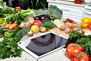 Tablet computer in the kitchen.