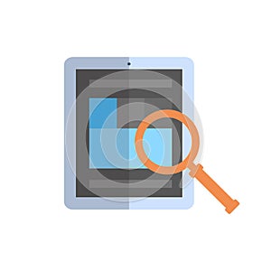 Tablet Computer With Magnifying Glass Icon Data Search Concept