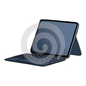 Tablet Computer Mobile Stand Blank Screen Drawing Doodle Art Vector