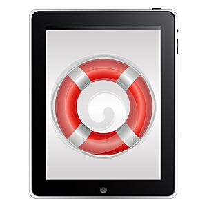Tablet Computer With Red Life Buoy
