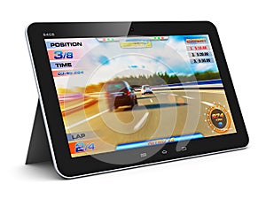 Tablet computer with video game