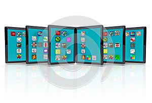 Tablet Computers with Application Icons for Apps