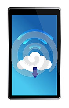 Tablet connected to a wifi cloud