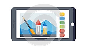 Tablet with 3D Design Software Flat Vector, vector design Generative AI