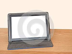 Tablet device template on office table