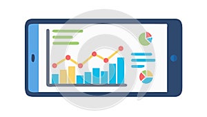 Tablet Displaying Bar Graph, Data Visualization, vector design Generative AI