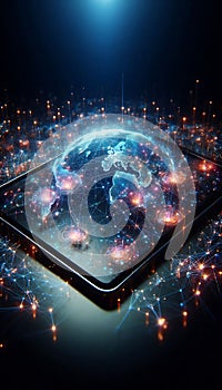 Global network visualization with digital Earth and interconnected data points